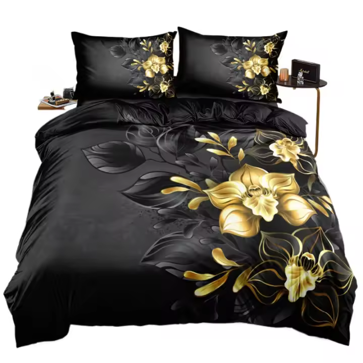 Juego de funda nórdica con diseño de flores en 3D, juego de cama con estampado Floral de tamaño King y Queen, decoración de dormitorio - 1