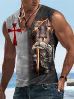 Chaleco con cuello en V para hombre, moda urbana de verano, top para deportes al aire libre, chaleco holgado y cómodo con estampado de barco pirata - details 6