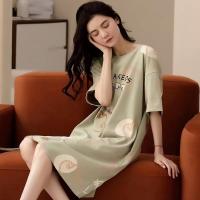 Pijama De Verano Para Mujer Camisón Corto Con Mangas Camisón Grande Talla Grande Ropa De Dormir Estilo Coreano Con Dibujos - details 3