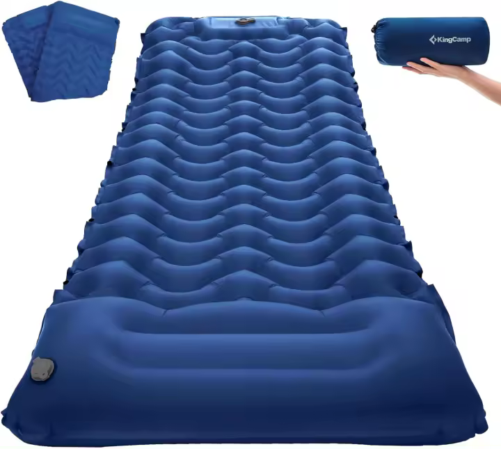 camping, ultraligero inflable con bomba de pie integrada, colchoneta inflable compacta duradera con almohada, colchón inflable de camping para mochileros, senderismo, camping, verde - 1