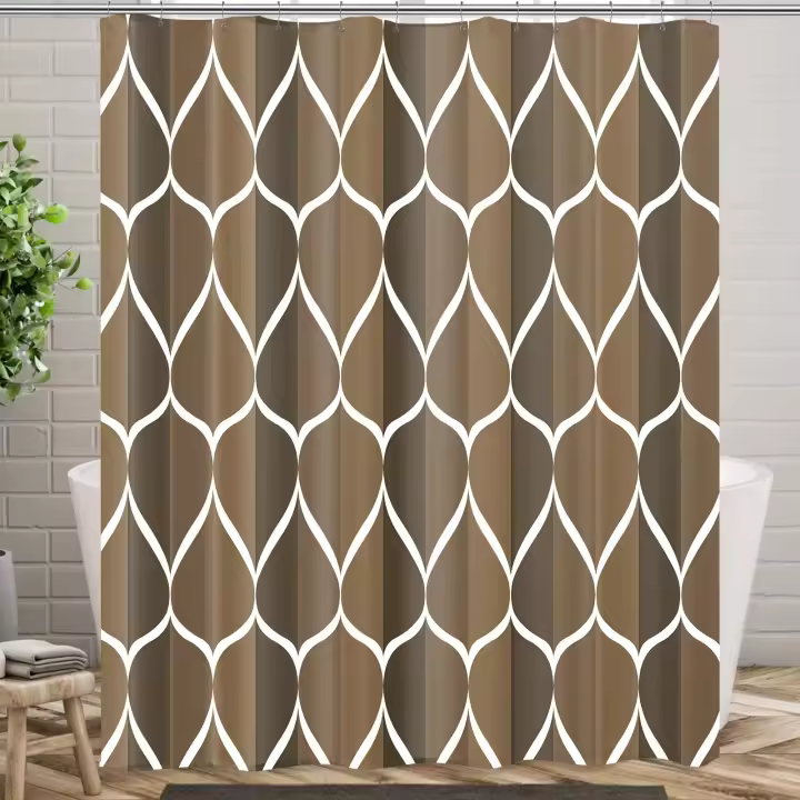 Cortina de ducha Cortina de ducha geométrica azul Egeo Poliéster impermeable Tela de secado rápido Juego de cortinas de ducha para baño Durable Lavable - 1