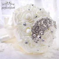 Ramos de novia blancos para dama de honor, ramo de rosas artificiales, flores de boda, ramos de novia - details 3