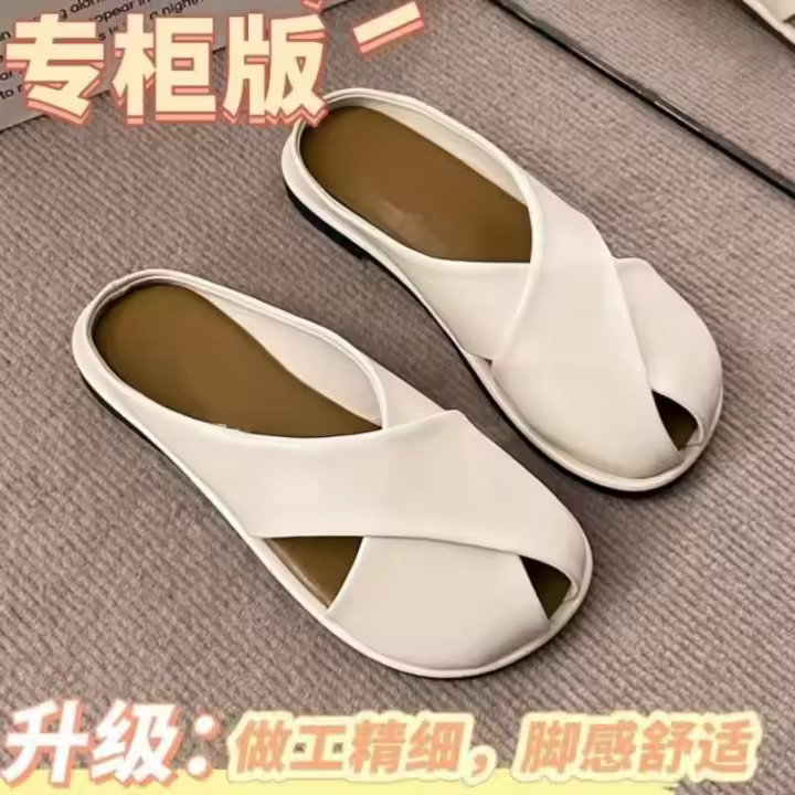 Un pie en la brisa de la noche suave baotou media zapatillas de mujer ropa de verano, nuevas zapatillas frescas y perezosas de moda - 1