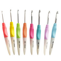 Agujas de Crochet Ergonómicas de Aluminio con Empuñaduras de Goma Suave Colorida 8 Piezas Set Tamaño 2.5-6.0mm Para Costura y Artesanía - details 0