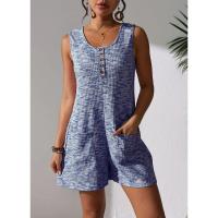 Moda de Primavera-Verano para Mujer 2025 Chaleco Sin Mangas a Rayas en Contraste Informal Pantalones Cortos de Mono Multicolor Opcional - details 15