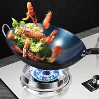Wok de hierro tradicional chino, olla antiadherente de fondo redondo, mango de madera, sartén ligera, estufa de Gas - details 5