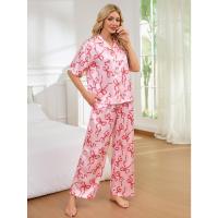 Pijamas mujer primavera y otoño camisa de manga corta de seda de hielo conjunto de pantalones ropa de estar - details 3