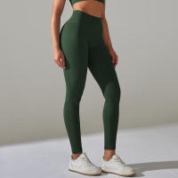 Pantalones deportivos de cintura alta sin costuras para yoga para mujer para hacer ejercicio y correr - details 44