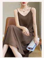 Elegante Vestido de Seda Satinada de Estilo Francés Vestido Largo 2025 con Cuello en V y Fondo de Rodilla - details 12
