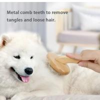 Peines para el pelo con mango de madera para perros, herramienta para desmatting de mascotas con agarre cómodo y ahorro de trabajo, almohadilla acolchada para quitar el desprendimiento - details 14