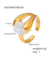 Anillo de Mujer Dorado de Diamante de Agua de lujo 316L Anillo Abierto de Maple inoxidable Joyas impermeables - details 3