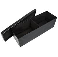 Taburete Plegable con Caja de Almacenamiento 110x38x38cm Taburete de Tipo PUF con Asiento de Cuero Sintético y Madera - details 1