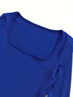 Mono informal de manga larga con cuello cuadrado, traje de yoga sin costuras, traje de fitness, 1 pieza - details 5