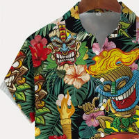 Camisa Vintage para hombre con estampado de diseño Maya, camisa hawaiana de manga corta con solapa informal para exteriores, ropa holgada de calle - details 4