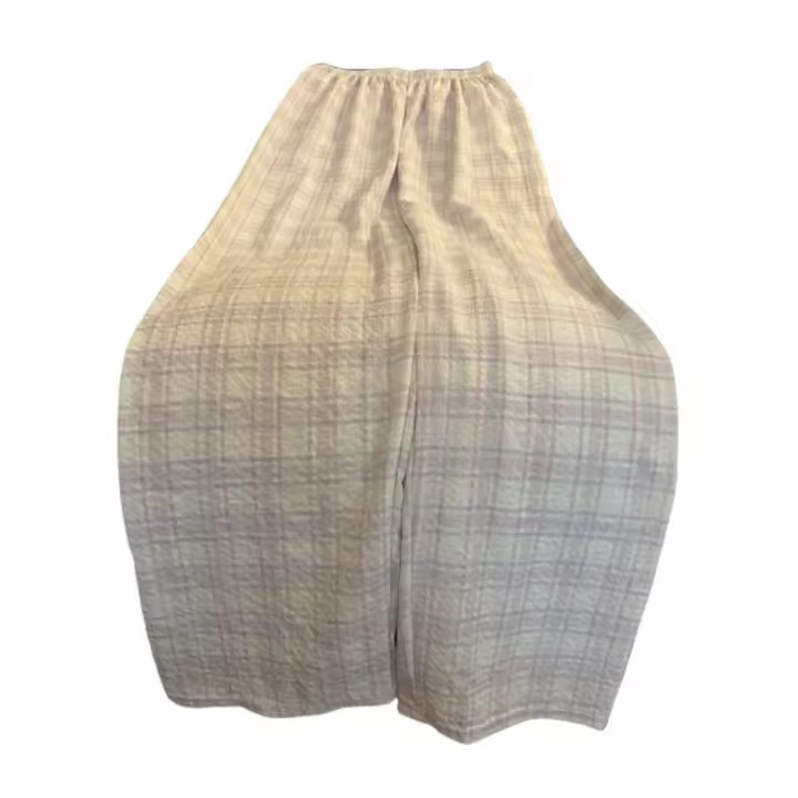 Ropa de casa, pantalones largos informales elegantes para mujer, pantalones holgados a rayas a cuadros, pantalones de pierna recta, pantalones de pierna ancha de cintura alta para primavera y verano para niñas - 1