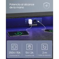 Mesa de Juegos con Luces LED y Enchufes Tamaño 60 x 120 x 76cm Elegancia Rústica Marrón - details 24