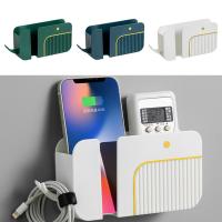 Caja de almacenamiento de plástico para Control remoto, montado en la pared para estante de almacenamiento 2 en 1 teléfono móvil, multiusos, ahorro de espacio, soporte de almacenamiento de restos - details 1