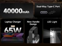 PowerBank 40000mAh 65W Carga rápida, compatible con fuente de alimentación para computadora portátil, estación de fuente de alimentación para exteriores - details 1