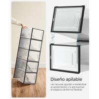 Cajas de Zapatos de Plástico Juego de 18 Organizadores Plegable, Apilable, Transparente, Blanco - details 24