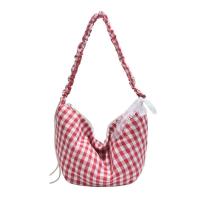 Bolso de hombro informal coreano Hobos, bolso cruzado a cuadros de media luna, bolsos de lona de gran capacidad para mujer - details 9