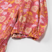 OUWU- Blusa Holgada De Manga Corta Con Estampado Floral Para Mujer, Top Con Dobladillo Y Volantes, Lazo Frontal Abierto, Verano - details 5