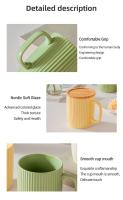 Taza de Cerámica Estilo Coreano Taza de Desayuno de Avena con Tapa de Bambú Taza de Té con Asa - details 14