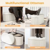 Taburete de almacenamiento plegable de MDF otomano de terciopelo con tapa acolchada extraíble, caja de almacenamiento creativa - details 1