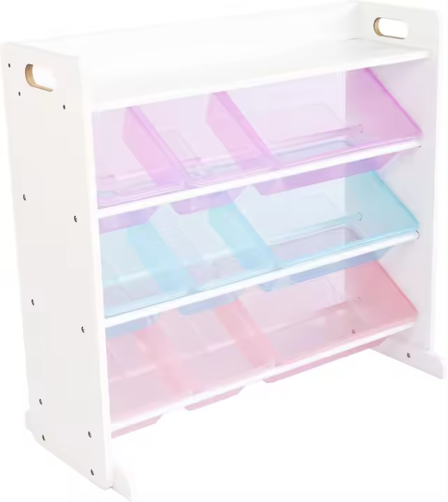 estantería para niños, estantería organizadora para juguetes con 9 cajas de almacenamiento, blanco/blanco - 1
