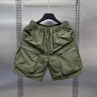 Pantalones Cortos Cargo Retro para Hombres Multiple Bolsillos, Traje Casual, Delgado, Ajuste Suelto, Color Sólido, Moda de Verano - details 2