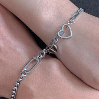Conjunto de Pulseras de Acero Inoxidable con Diseño de Corazón Estilo Simple de Moda para Parejas - details 0