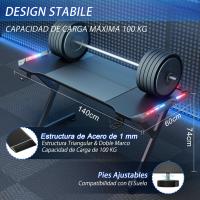 Mesa de Juegos LED Ergonómica 120 cm × 60 cm Fibra de Carbono Ratón, Auriculares, Soporte Negro - details 12