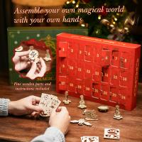 Calendario clásico de cuenta regresiva navideña de madera con 24 cajas ciegas - Decoración de árbol de Adviento de bricolaje, coleccionables de decoración del hogar con temática de plantas - Regalo de Navidad ideal para familiares y amigos - Lo mejor para - details 5