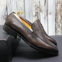 Zapatos clásicos de vestir de negocios de piel de vaca italiana y zapatos sin cordones - details 7