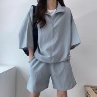 Conjunto de dos piezas de pantalones cortos de manga corta con cremallera y cuello alto para mujer 2025 nuevo conjunto de ropa deportiva casual de moda de verano. - details 22