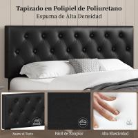 Cama Tapizada de Piel Marco de Cama Doble con 2 Cajones Ajustables en Altura - details 1