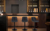 Taburete de Bar, Taburete Giratorio con Respaldo, sillas de Bar Modernas Ajustables, Taburete Alto sin Brazos de Piel sintética para Isla de Cocina, Color Marrón - details 5