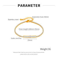 Pulsera delicada de acero inoxidable estilo INS para mujer – Joyería minimalista de acero de titanio con circonita brillante - details 6