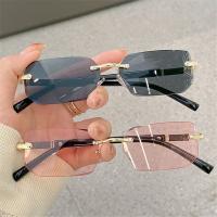 Y2K gafas de sol rectangulares sin montura, Retro, protección UV400, sin marco, mujeres y hombres - details 0