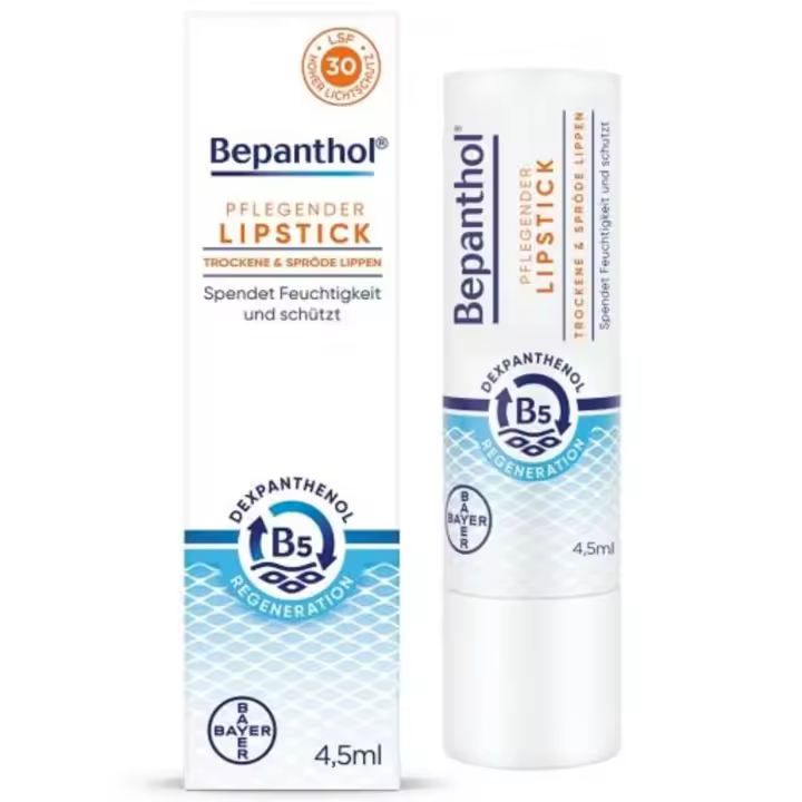 Lápiz labial Bepanthol caliente con dexpantenol, SPF 30 vitamina E. Barra de cuidado hidratante para labios secos, agrietados y quebradizos, 4,5 g /0,15 oz - 1
