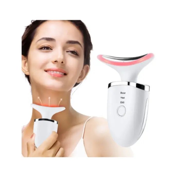 Masajeador eléctrico de cara y cuello para mujer, reductor de doble barbilla, compacto, ergonómico, blanco - 1