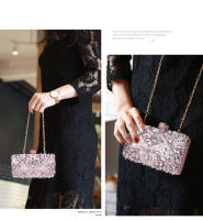Bolso de mano con cadena y diamantes de imitación para mujer, Cartera de noche para boda y fiesta - details 5