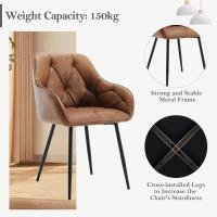 Sillas de Comedor Vintage de Cuero Diseño con Resalto y Apoyabrazos Metálicas para Dormitorio y Oficina Marrón - details 4