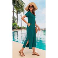 Vestido de Verano 2025 para Mujer Cuello en V, Abertura Lateral, Manga Corta, Tendencia de Moda - details 13