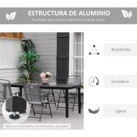 Mesa de Comedor Exterior de Aluminio Tamaño para 8 Personas con Encimera de Listones para Balcón Terraca 190x90x74 cm Negro - details 4