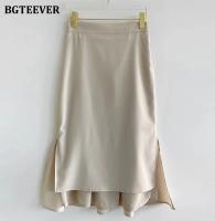 BGTEEVER Chic Elegant High Waist Ladies Solid Mermaid Skirts Spring Summer Fashion Ladies Slim Package Hip Mid-Length Skirts - details 22