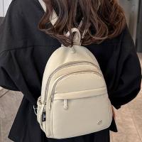 Mochila portátil de nailon para mujer, mochila informal ligera, impermeable, con múltiples bolsillos, con asa, Color sólido - details 8