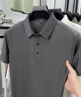Camiseta de manga corta sin costuras Ice Silk para hombre, resistente y sin arrugas. Polo de verano con cuello business, holgado y fino, - details 0