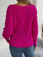 Suéter Casual de Invierno-Otoño Cuello Oblicuo, Manga Larga, Moda para Mujeres en Rosa - details 1