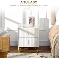 2 Cajones Mesa de Noche Moderna con Patas de Metal Carga 40 kg para Salón Dormitorio 40x40x47 cm Blanco - details 3