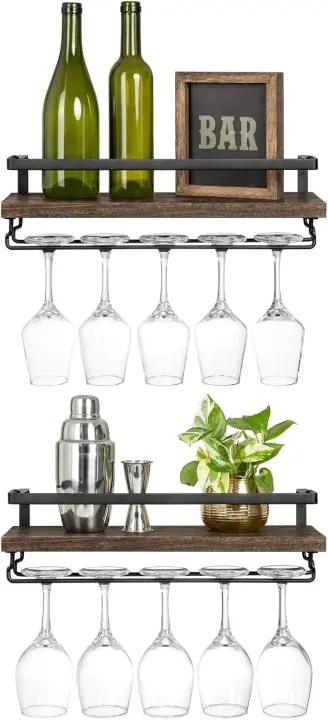 Estantería de Madera Rústica para Botellas de Vino Diseño de Plantas Modernas con Soporte de Almacenamiento para Exhibición de Vino Ideal para Cocina, Comedor, Bar - 1